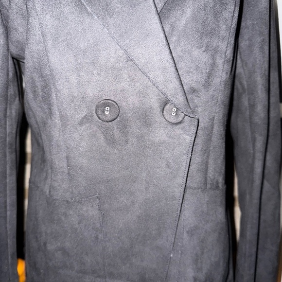 Solitaire for Anthropologie black faux suede 2 button blazer NWT - Picture 2 of 11